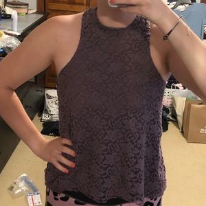 Hollister Deep Purple Lace High Neck Tank Top XS